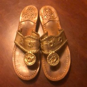 Jack Rogers shiny gold sandals GUC size 7
